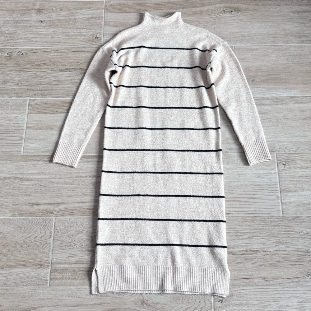 Abbott Elementary Midi Sweater Dress Cream and Black Striped
